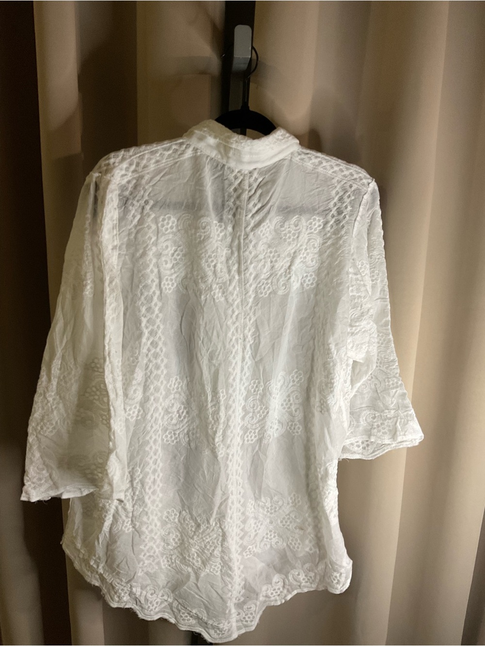 Forgotten Grace Floral Embroidered Three-Quarter Sleeve Cotton Button-Up Shirt - Picture 4 of 4